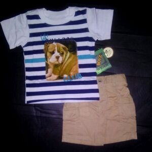 BOYZ NWT Bulldog 2-Piece Set Short Shirt 18M